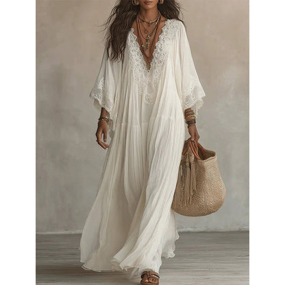 Women’s Summer Lace V-Neck Loose Dress
