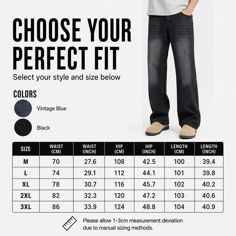Men's Vintage Washed Curved-Leg Jeans