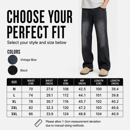 Men's Vintage Washed Curved-Leg Jeans