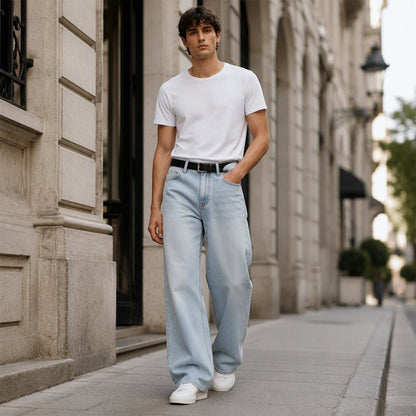 Men's Vintage Washed Curved-Leg Jeans