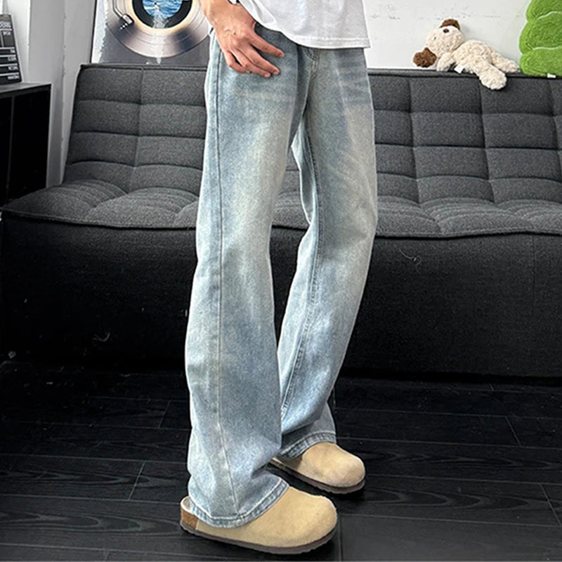 Men's Vintage Washed Curved-Leg Jeans
