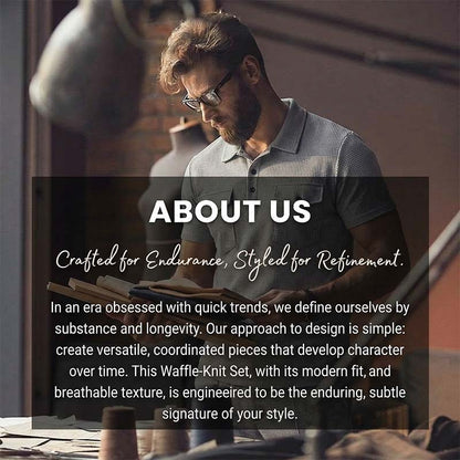 🌿Men's Waffle-Knit Short Sleeve Top & Pants Set– Casual Comfort Meets Effortless Autumn Style