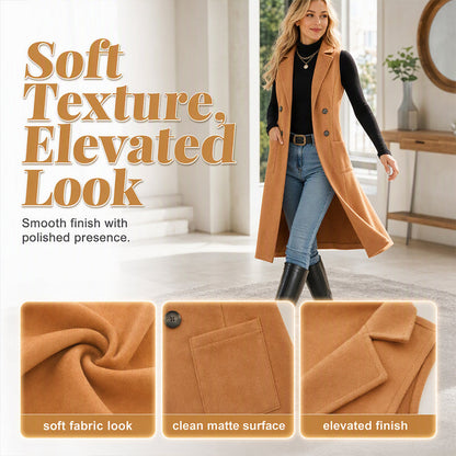 Women's Chic Sleeveless Open Front Longline Jacket