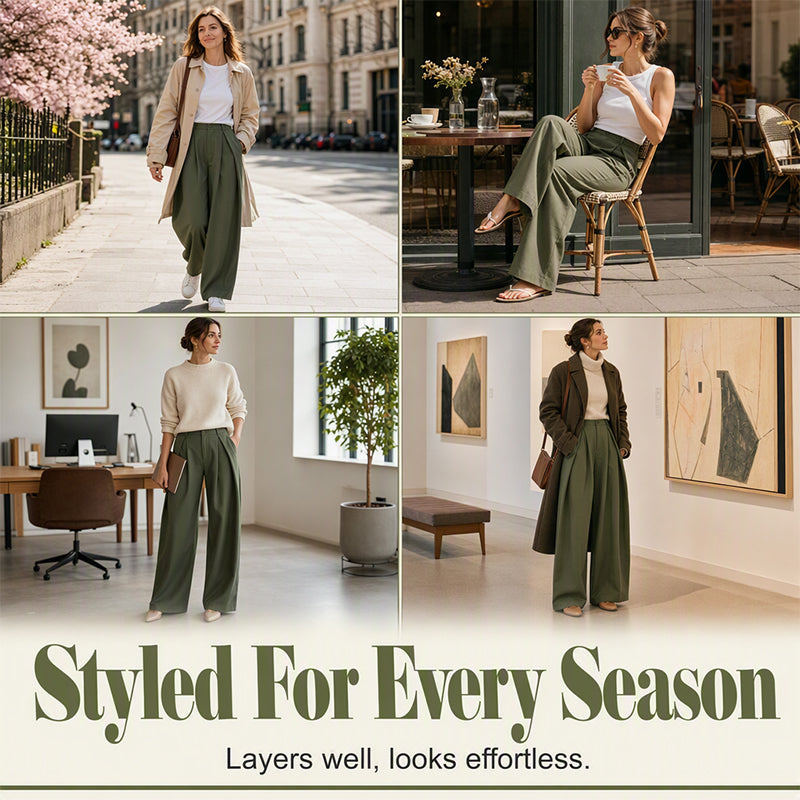 Women's Pleated Wide Leg Pants