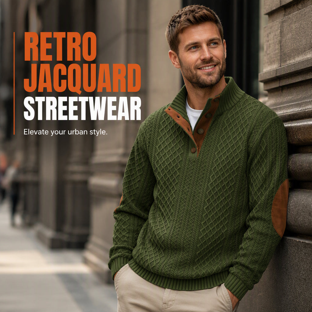 Men's Casual Loose Jacquard Sweatshirt