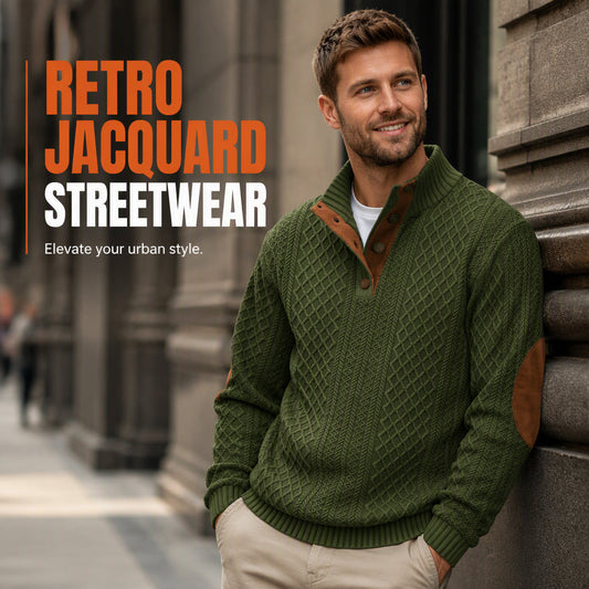 Men's Casual Loose Jacquard Sweatshirt
