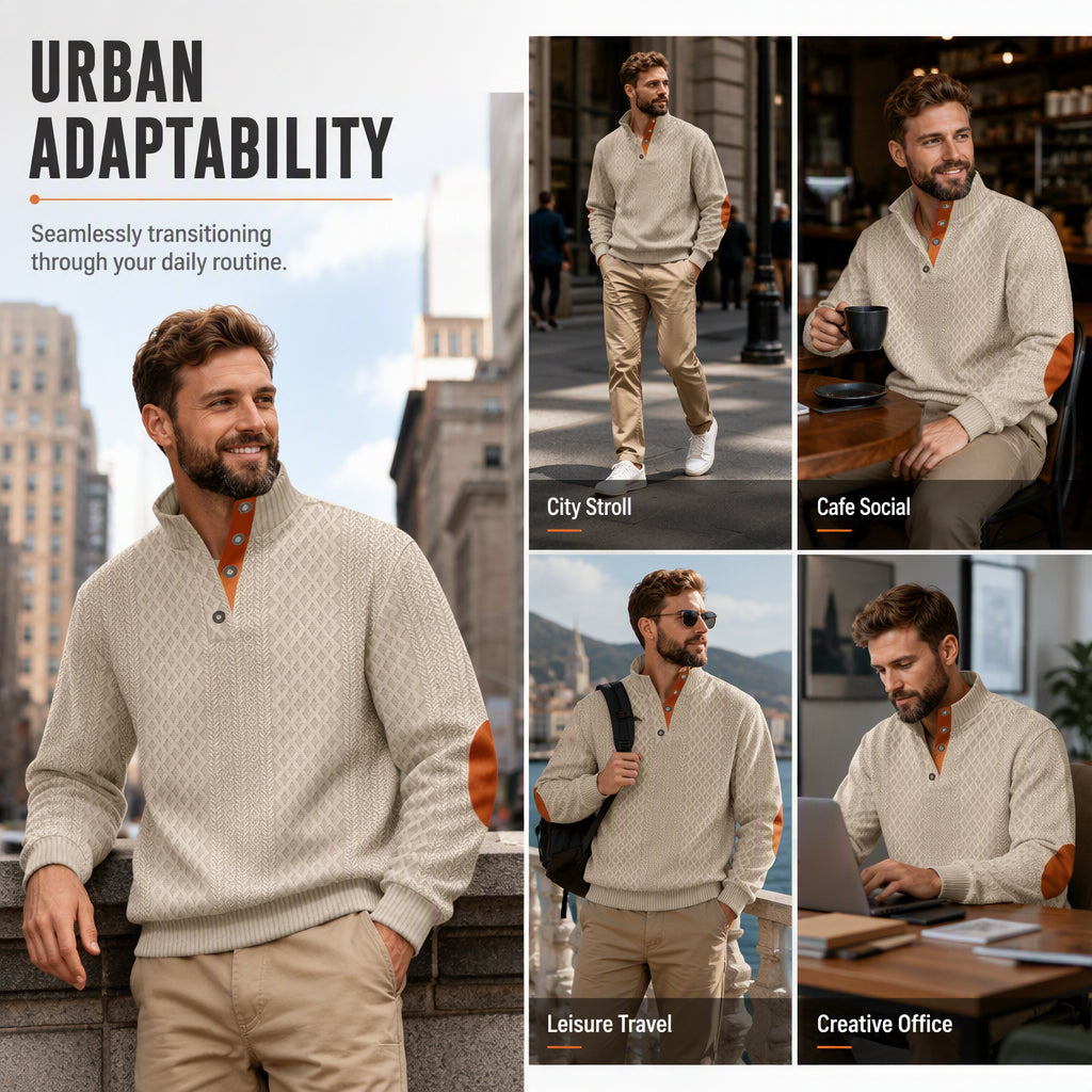 Men's Casual Loose Jacquard Sweatshirt