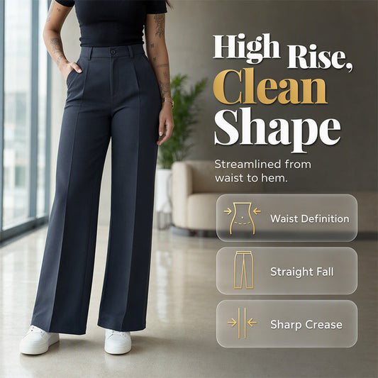 Women's Casual High-Waist Straight-Leg Pants