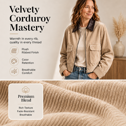 Women's Corduroy Jacket with Contrast Lapel