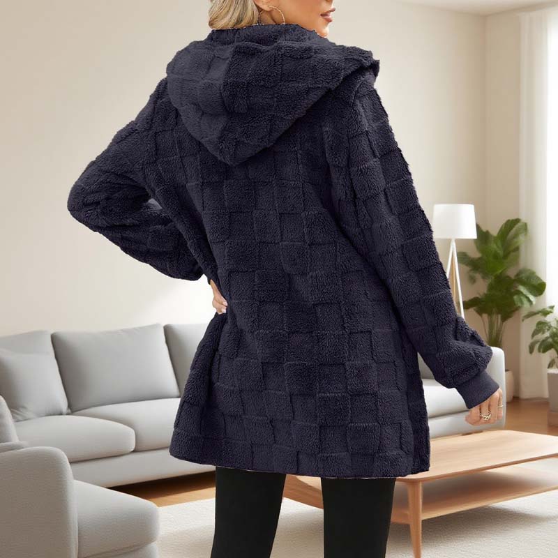 ⌛Limited-Time Offer-Checkered Fuzzy Cardigan