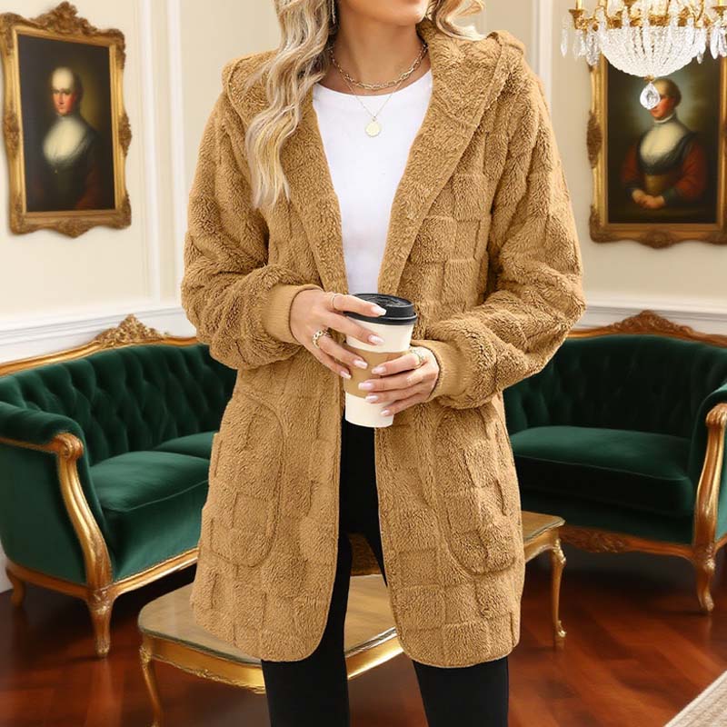 ⌛Limited-Time Offer-Checkered Fuzzy Cardigan