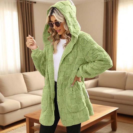 ⌛Limited-Time Offer-Checkered Fuzzy Cardigan