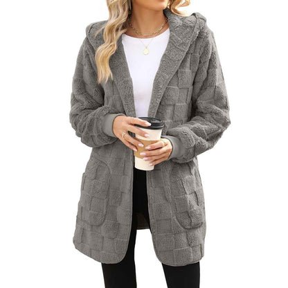 ⌛Limited-Time Offer-Checkered Fuzzy Cardigan