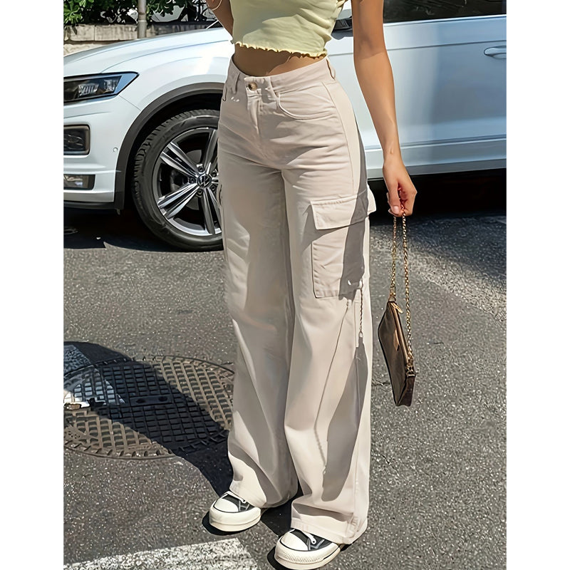 Women's High-Waisted Wide-Leg Cargo Pants