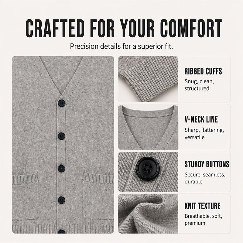 Bestseller🏆🧶 Men's V-Neck Knit Cardigan – Timeless Silhouette & All-Day Comfort for Every Occasion