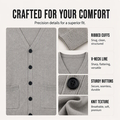 Bestseller🏆🧶 Men's V-Neck Knit Cardigan – Timeless Silhouette & All-Day Comfort for Every Occasion