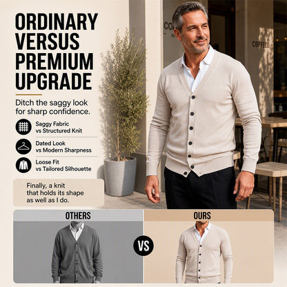 Bestseller🏆🧶 Men's V-Neck Knit Cardigan – Timeless Silhouette & All-Day Comfort for Every Occasion