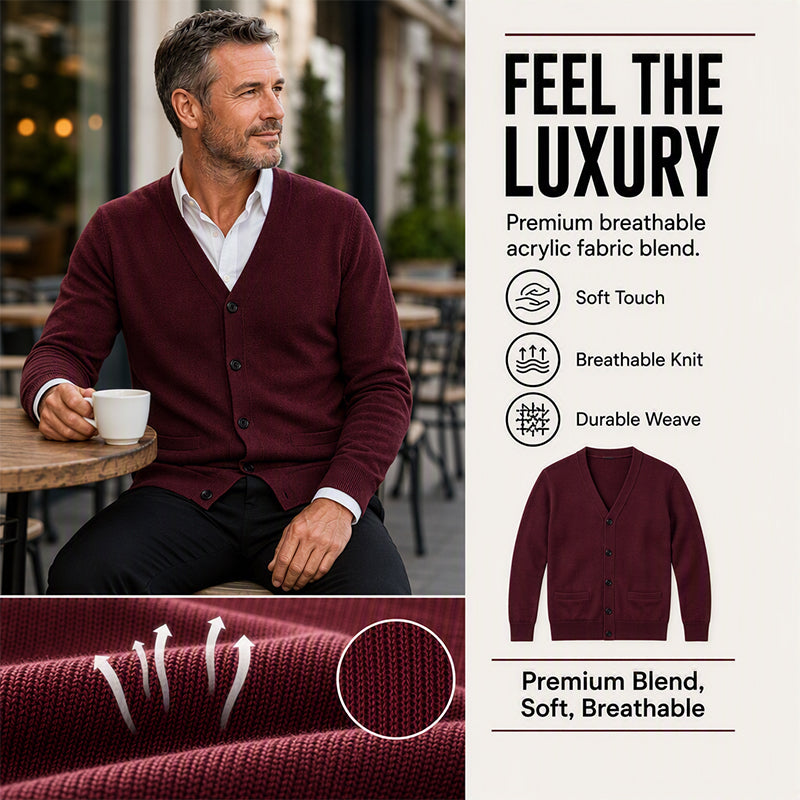 Bestseller🏆🧶 Men's V-Neck Knit Cardigan – Timeless Silhouette & All-Day Comfort for Every Occasion