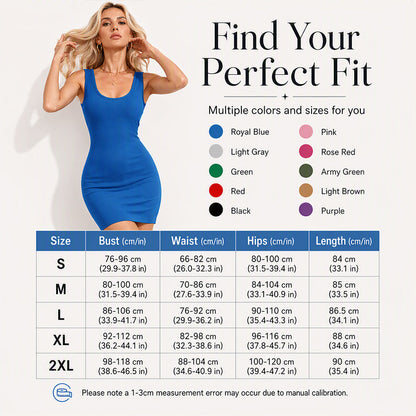 Women's Ribbed U-Neck Sleeveless Bodycon Dress
