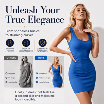 Women's Ribbed U-Neck Sleeveless Bodycon Dress