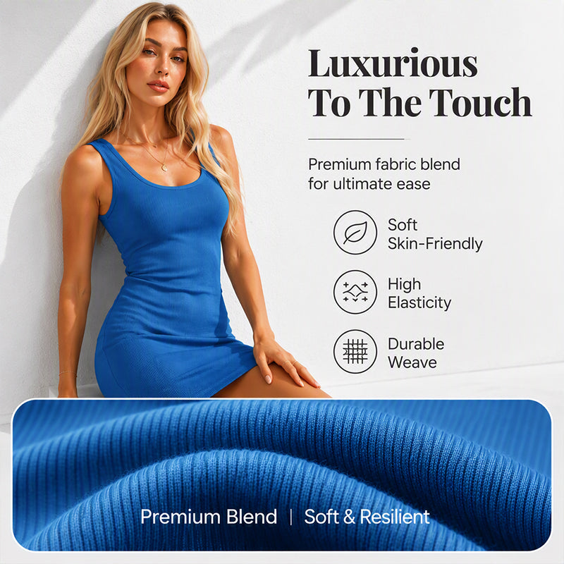 Women's Ribbed U-Neck Sleeveless Bodycon Dress