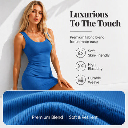 Women's Ribbed U-Neck Sleeveless Bodycon Dress