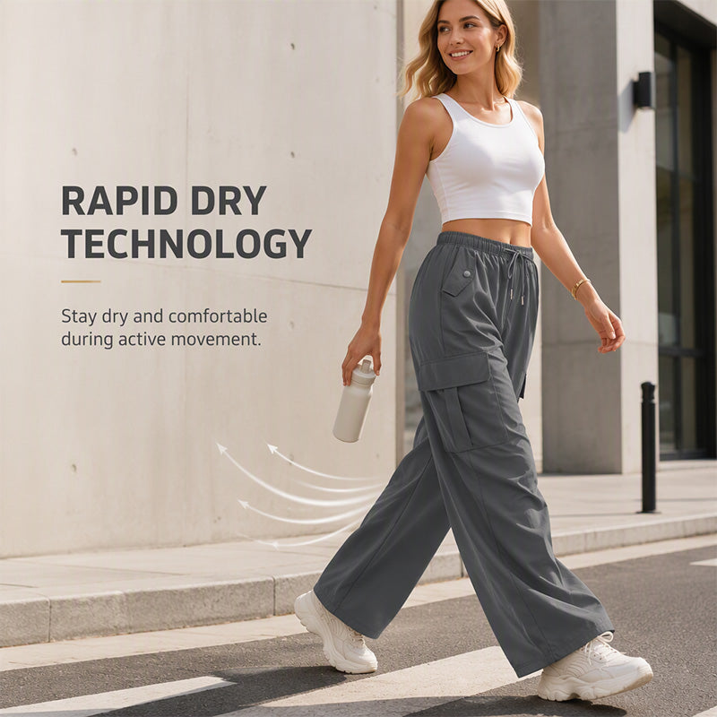 Quick-Dry Wide-Leg Cargo Pants