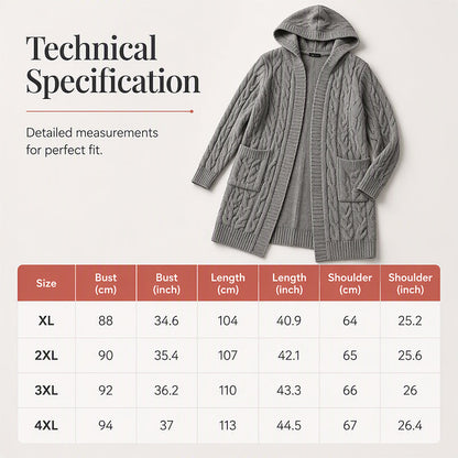 Women's Long Hooded Knit Cardigan with Pockets