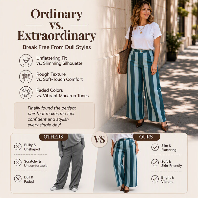 Women's Casual Striped Wide-Leg Pants