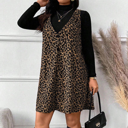 ⏰Last Day Sale 50% Off💃Layered Look Leopard Cami Dress & Top Set