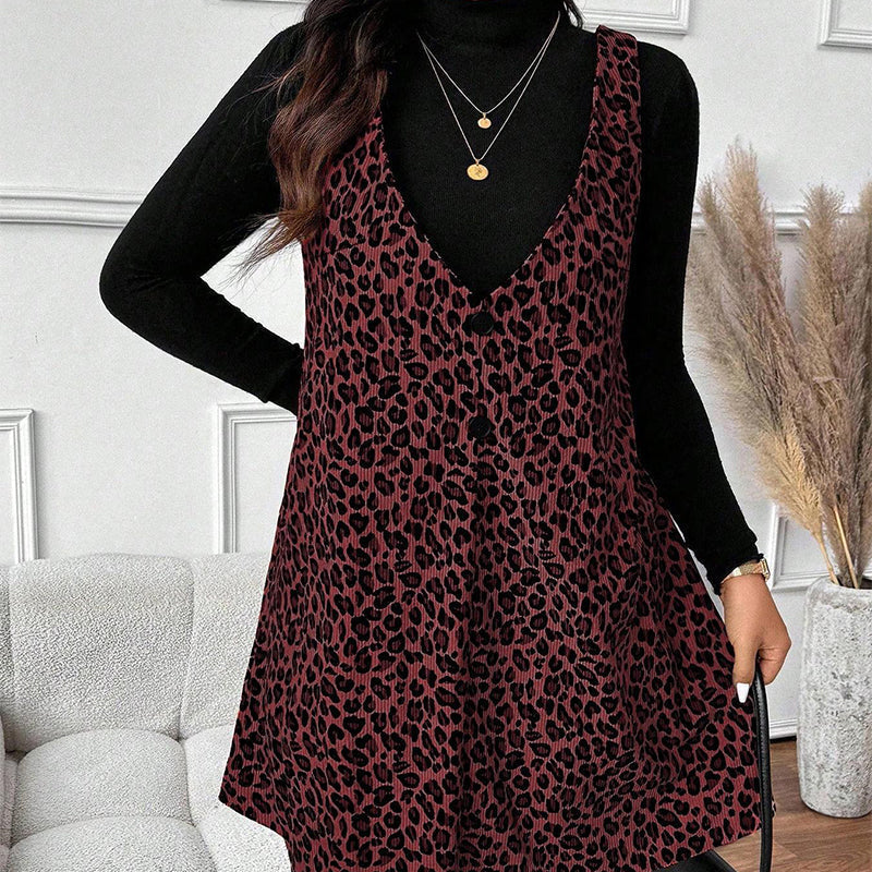 ⏰Last Day Sale 50% Off💃Layered Look Leopard Cami Dress & Top Set