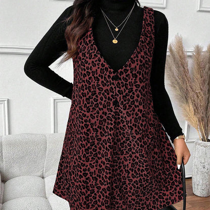⏰Last Day Sale 50% Off💃Layered Look Leopard Cami Dress & Top Set