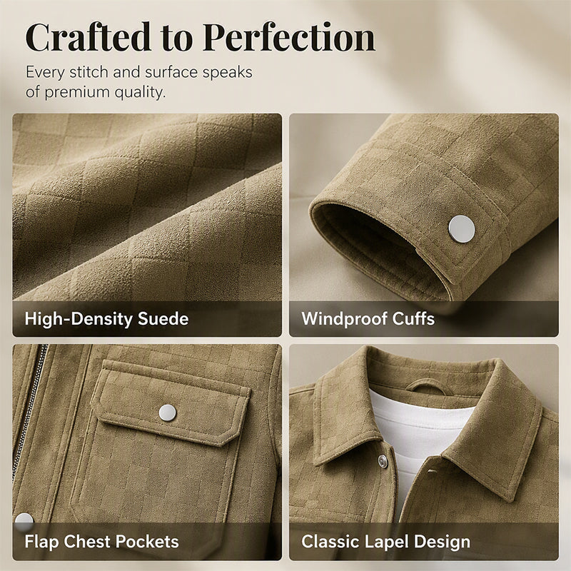 👖 LIMITED-TIME 50% OFF! ✨ Men's Faux Suede Checkerboard Jacket