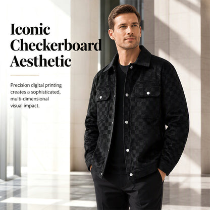 👖 LIMITED-TIME 50% OFF! ✨ Men's Faux Suede Checkerboard Jacket