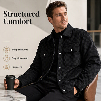 👖 LIMITED-TIME 50% OFF! ✨ Men's Faux Suede Checkerboard Jacket