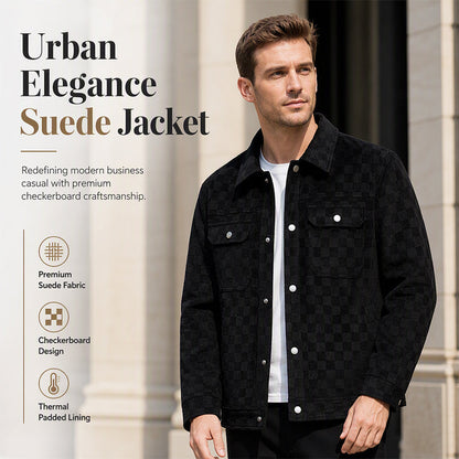 👖 LIMITED-TIME 50% OFF! ✨ Men's Faux Suede Checkerboard Jacket