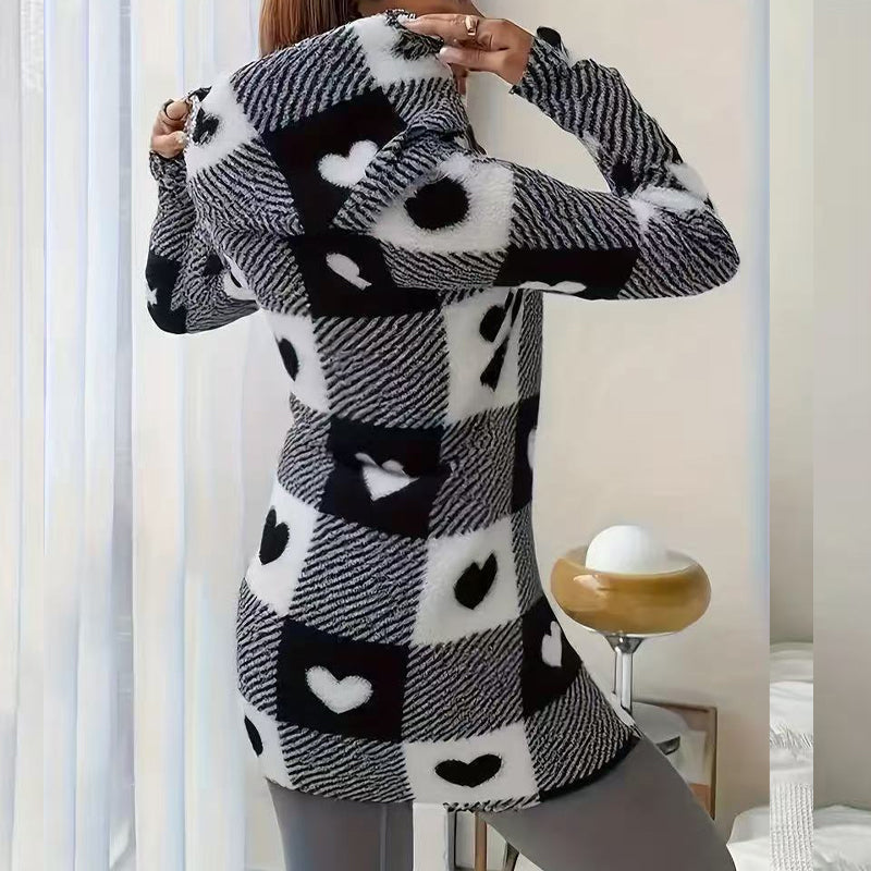 🍂 Classic Plaid, Cozy Long-Line Coverage | Women's Zip-Up Hooded Jacket