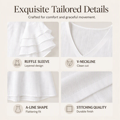 Women's V Neck Ruffle Sleeve Dress