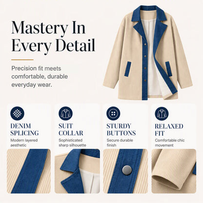 ✨ Easy Everyday Style | Women's Denim Patchwork Casual Jacket