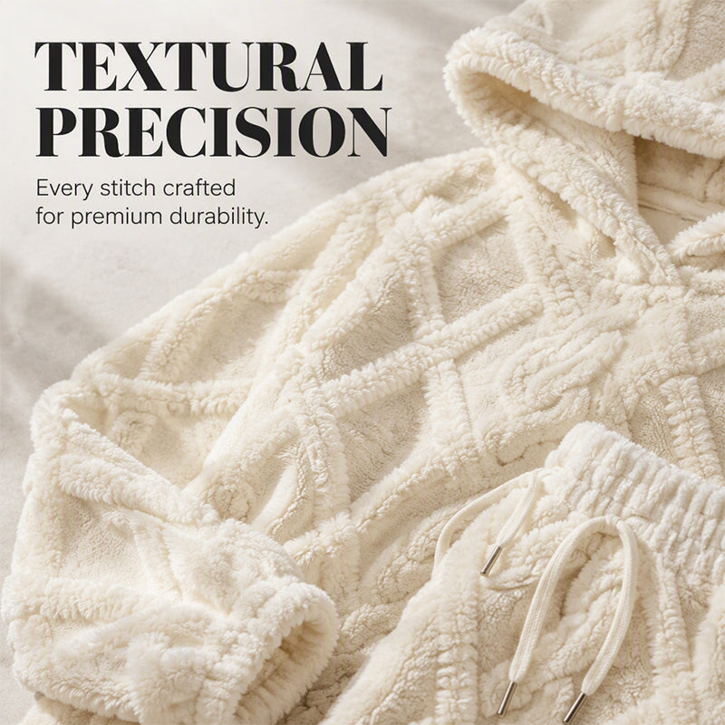 Embossed Geometric Plush Set – Warm embossed plush matching set, trendy & cozy for cold days🍂👚