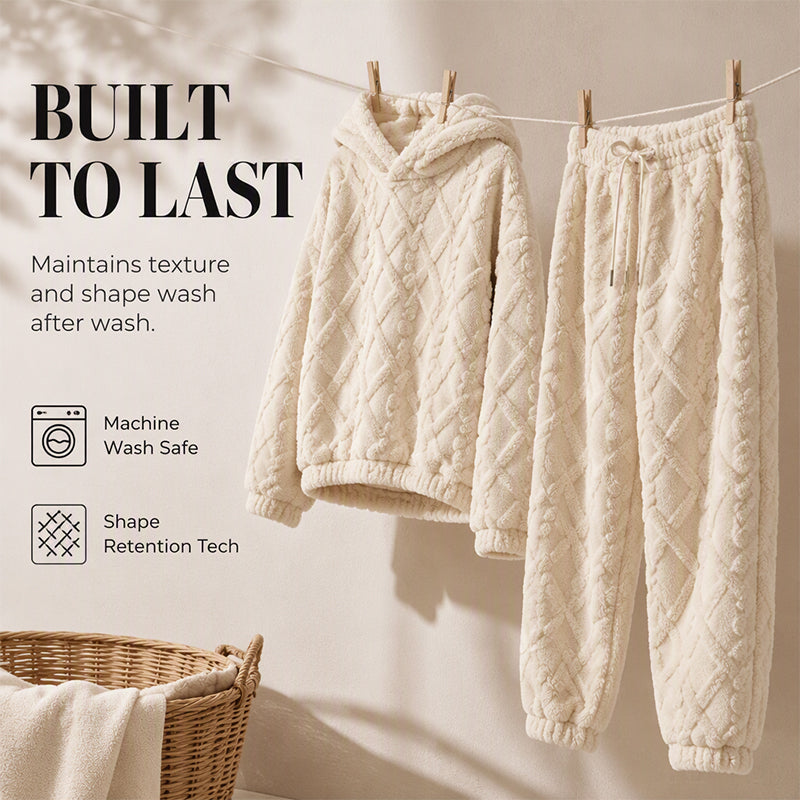 Bestseller🏆🧥 Embossed Geometric Plush Set – Timeless Comfort & Effortless Style for Every Occasion
