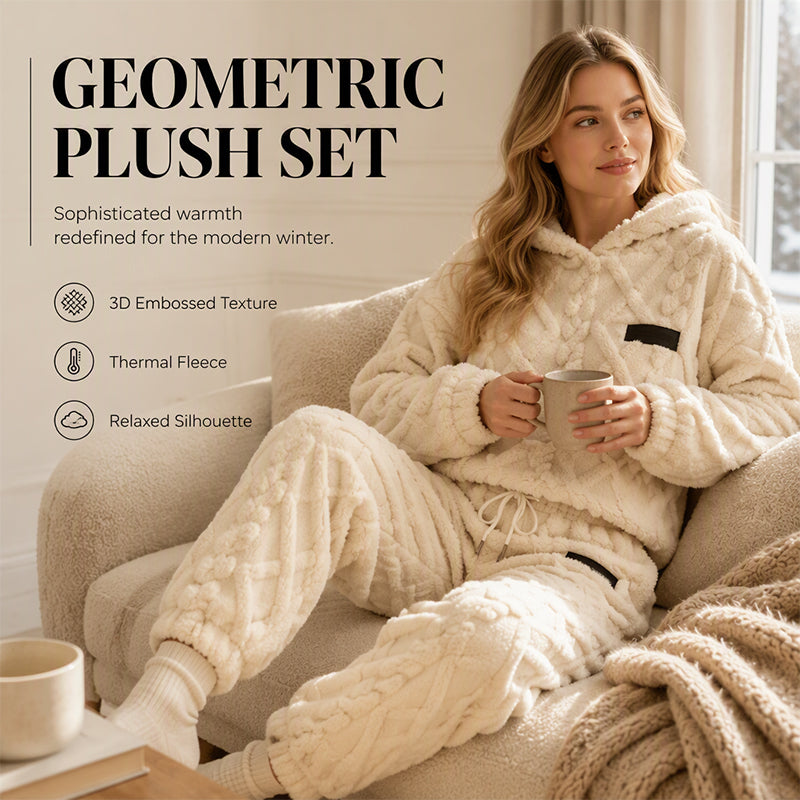 Bestseller🏆🧥 Embossed Geometric Plush Set – Timeless Comfort & Effortless Style for Every Occasion