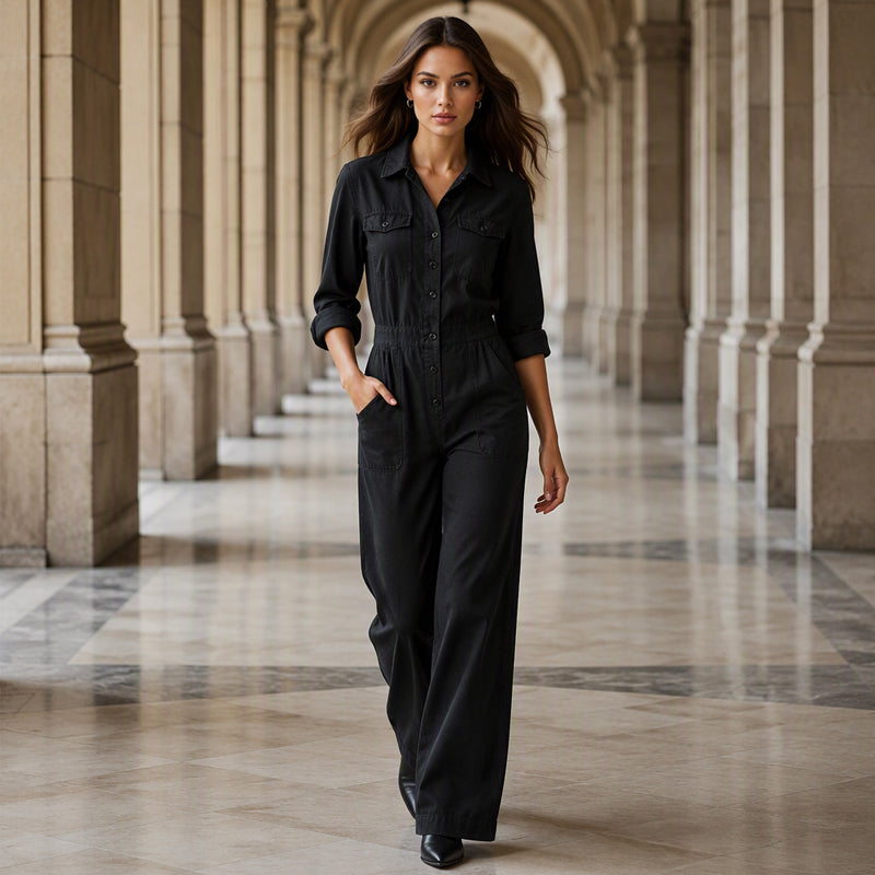 Women's Wide Leg Cargo Jumpsuit