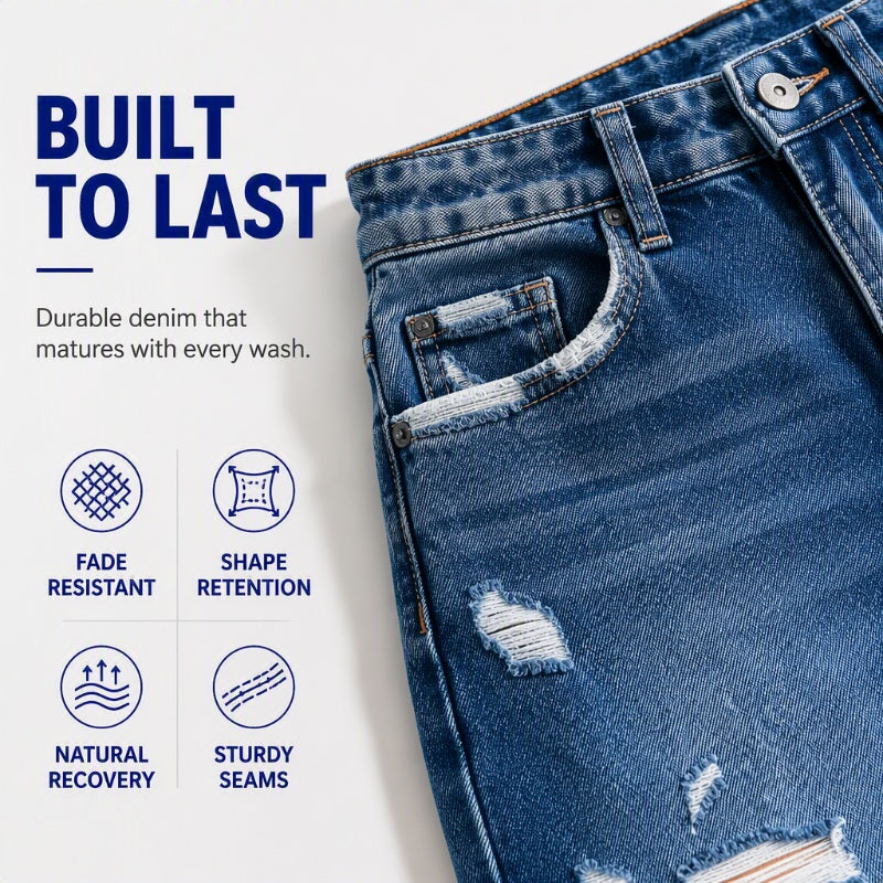 ✨ Flattering Everyday Style | Women's High-Waisted Distressed Wide-Leg Jeans