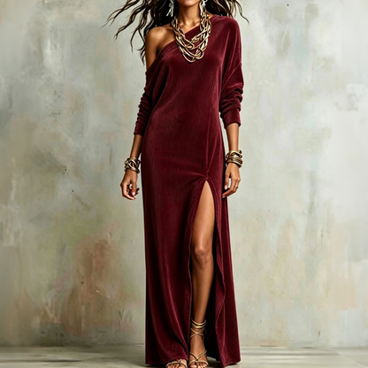 Women's Off Shoulder Side Slit Dress