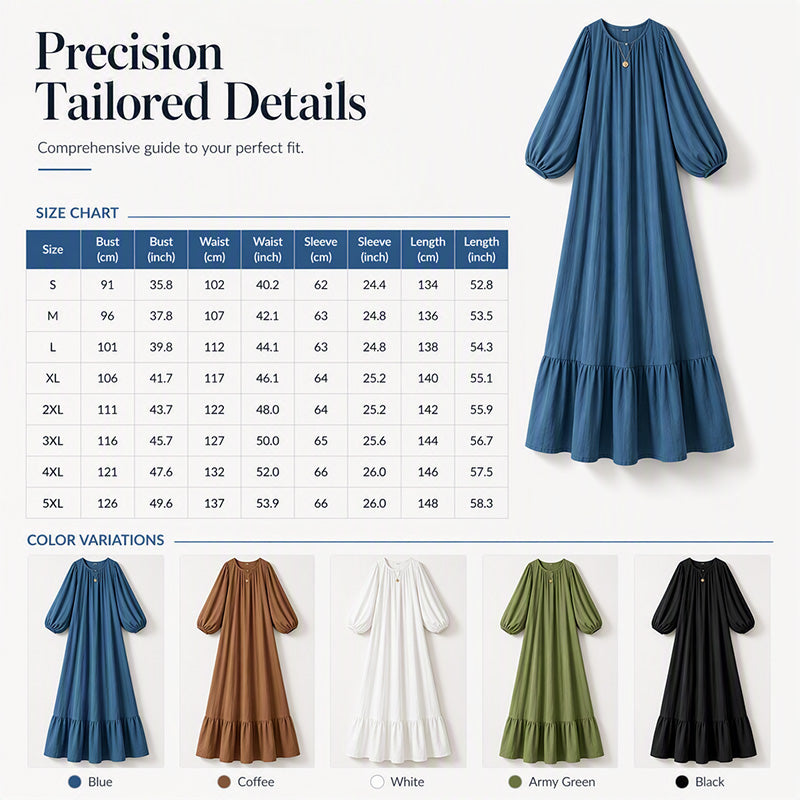 ✨ Timeless Elegance | Women's Flattering Ruffle-Hem Long-Sleeve Maxi Dress