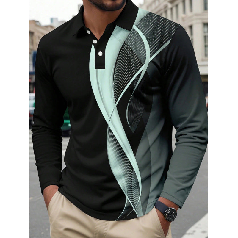✨ Easy Everyday Style | Men's Comfortable Contrast-Design Long-Sleeve Shirt