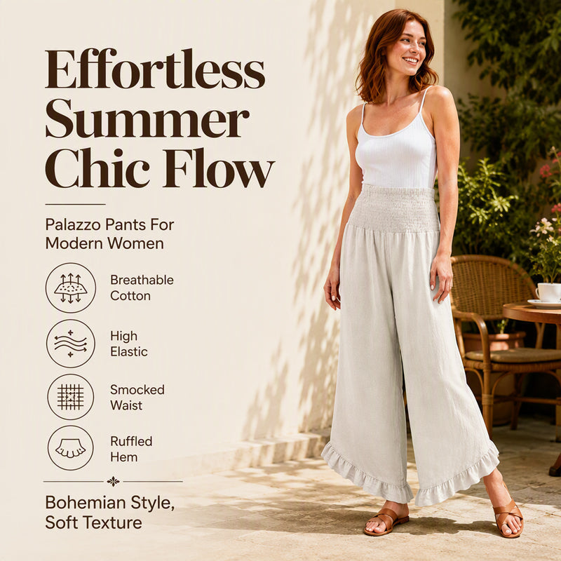 ☀️ Lightweight Comfort | Women's High-Waist Cotton-Linen Relaxed Pants