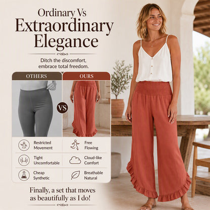 ☀️ Lightweight Comfort | Women's High-Waist Cotton-Linen Relaxed Pants