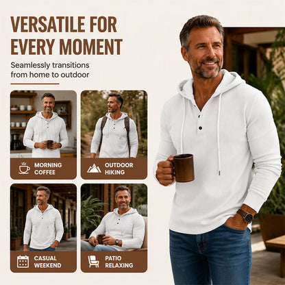Men's Casual Waffle Knit Hooded Sweatshirt